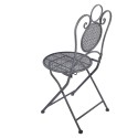 Clayre & Eef Bistro Set Bistro Table Bistro Chair Set of 3 Ø 60x71 / 50x40x93 cm Grey Metal