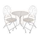 Clayre & Eef Bistro Set Bistro Table Bistro Chair Set of 3 Ø 60x70 / 39x39x94 cm White Metal