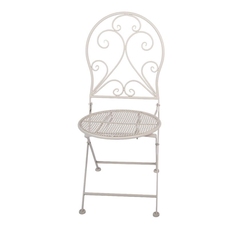 Clayre & Eef Bistro Set Bistro Table Bistro Chair Set of 3 Ø 60x70 / 39x39x94 cm White Metal