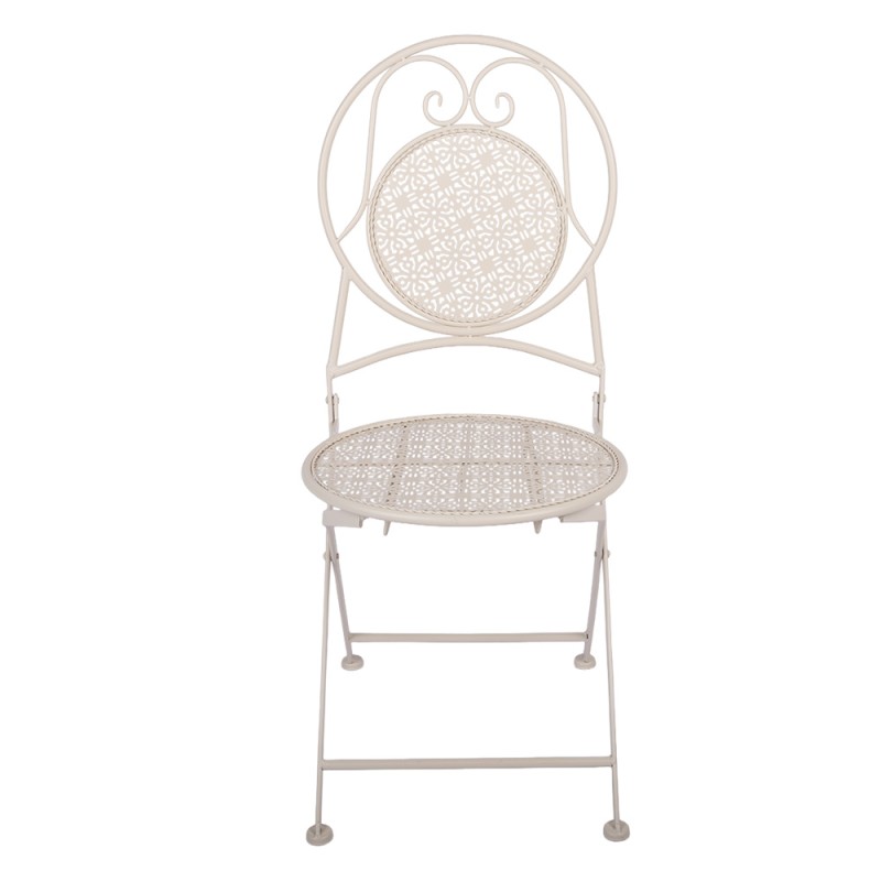 Clayre & Eef Bistro Set Bistro Table Bistro Chair Set of 3 Ø 60x74 / 50x40x92 cm White Metal