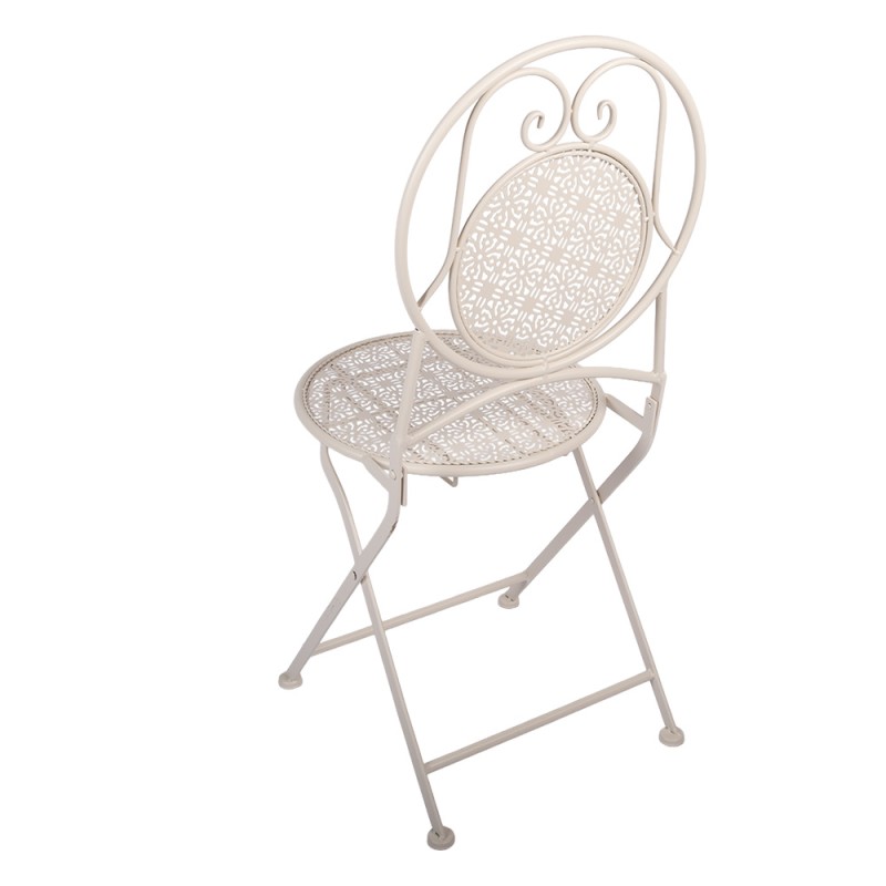 Clayre & Eef Bistro Set Bistro Table Bistro Chair Set of 3 Ø 60x74 / 50x40x92 cm White Metal