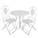 Clayre & Eef Bistro Set Bistro Table Bistro Chair Set of 3 Ø 60x70 / 50x40x93 cm White Metal
