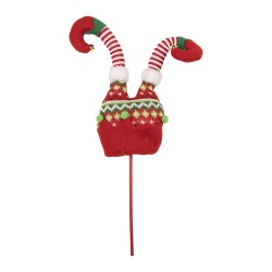 Clayre & Eef Christmas Decoration Elf legs 14x5x48 cm Red Wood