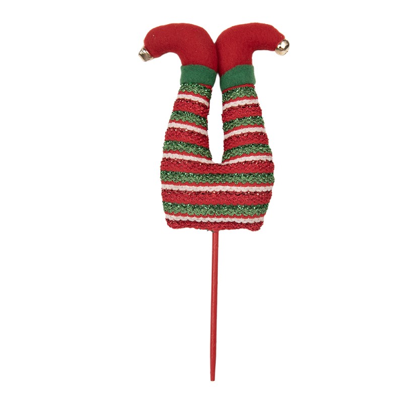 Clayre & Eef Weihnachtsdekoration Beine eines Elfen 13x5x33 cm Rot Holz