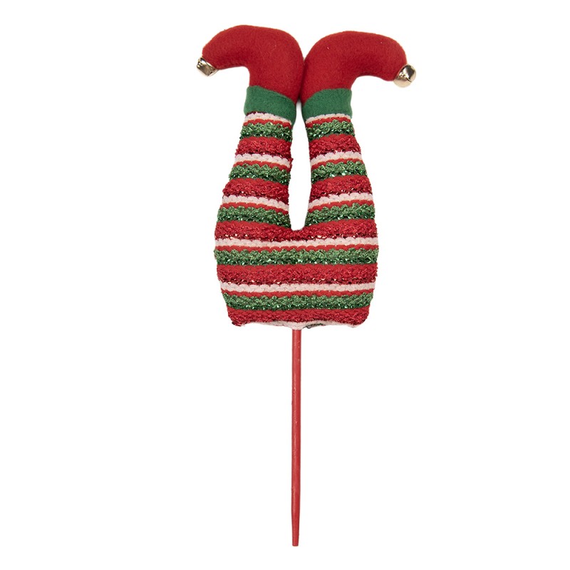 Clayre & Eef Weihnachtsdekoration Beine eines Elfen 13x5x33 cm Rot Holz