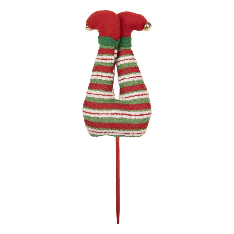 Clayre & Eef Weihnachtsdekoration Beine eines Elfen 10x4x30 cm Grün Holz