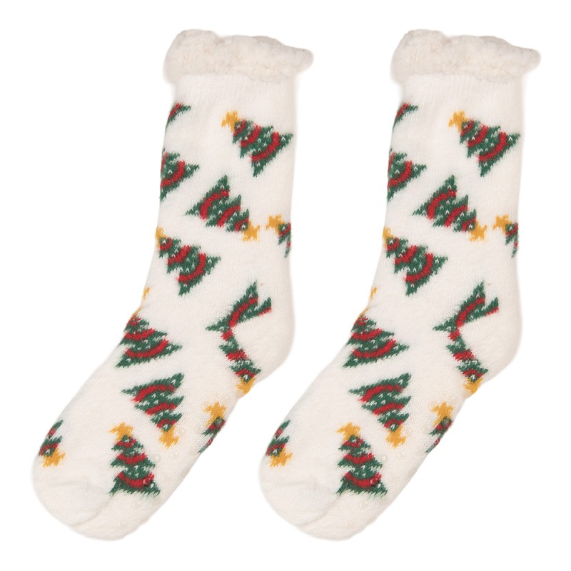 Clayre & Eef Weihnachtssocken one size Weiß Synthetisch