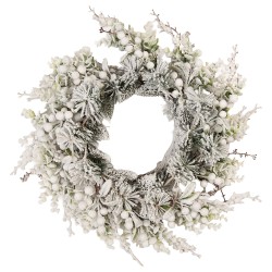 Clayre & Eef Weihnachtskranz Ø 50 cm Grün Weiß Kunststoff