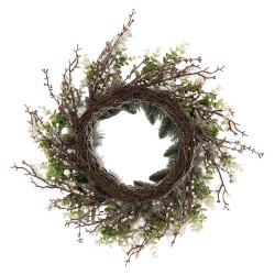 Clayre & Eef Weihnachtskranz Ø 50 cm Grün Weiß Kunststoff