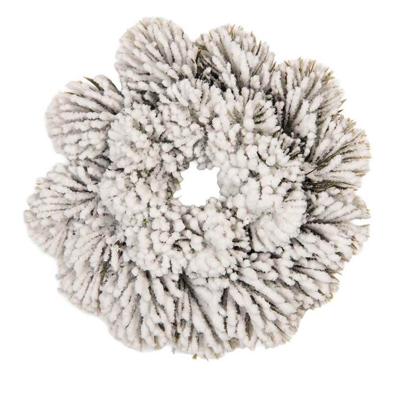 Clayre & Eef Weihnachtskranz Ø 26 cm Grün Weiß Kunststoff