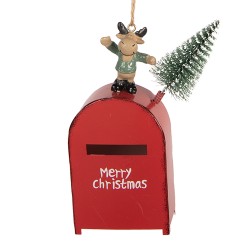 Clayre & Eef Weihnachtsanhänger Briefkasten 6x3x14 cm Rot Kunststoff