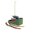 Clayre & Eef Weihnachtsanhänger Schlitten 10x3x8 cm Grün Kunststoff