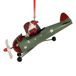 Clayre & Eef Weihnachtsanhänger Weihnachtsmann 13x11x5 cm Rot Kunststoff