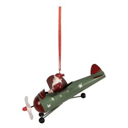 Clayre & Eef Weihnachtsanhänger Weihnachtsmann 13x11x5 cm Rot Kunststoff