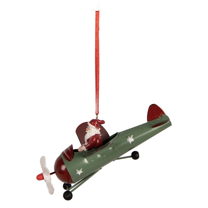 Clayre & Eef Weihnachtsanhänger Weihnachtsmann 13x11x5 cm Rot Kunststoff