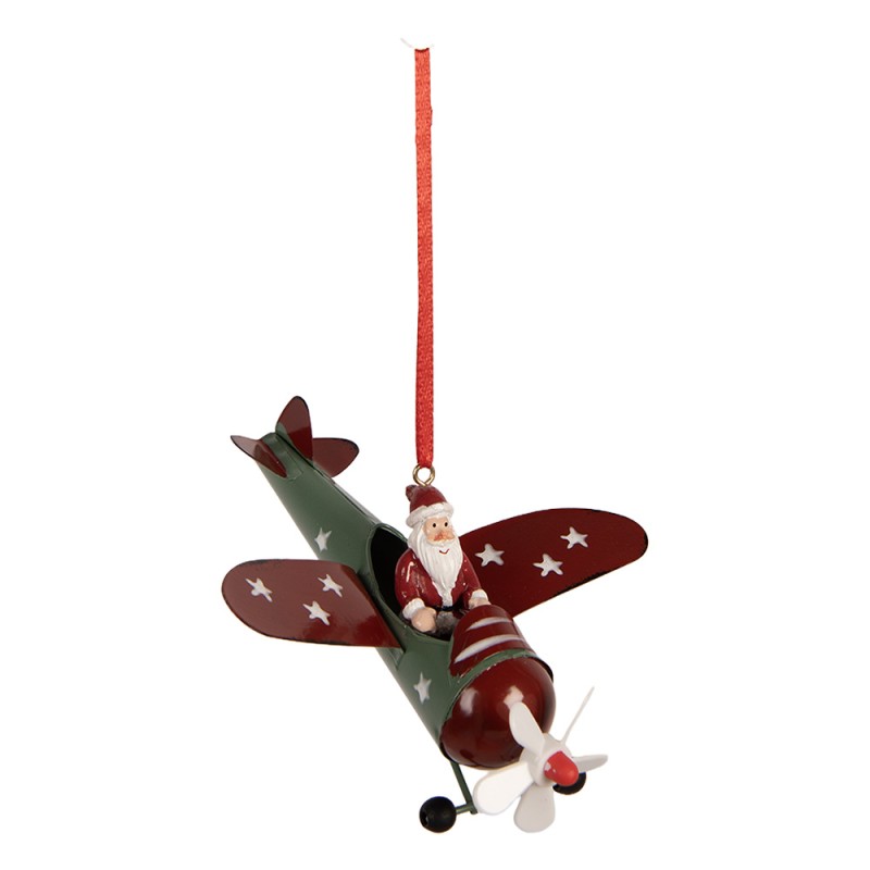 Clayre & Eef Weihnachtsanhänger Weihnachtsmann 13x11x5 cm Rot Kunststoff