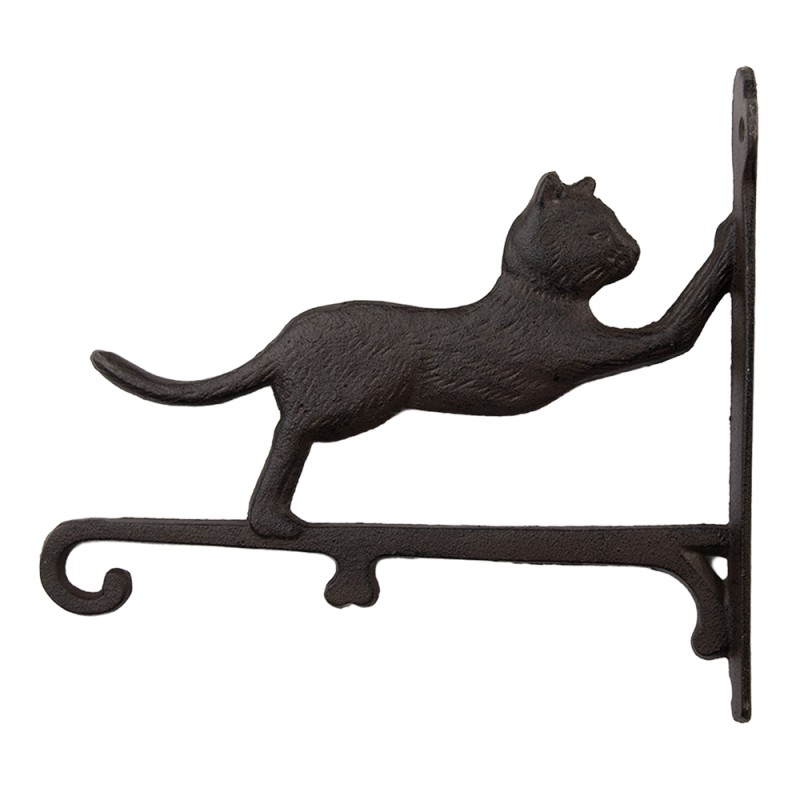 Clayre & Eef Wandhaken Katze 26x5x23 cm Braun Metall