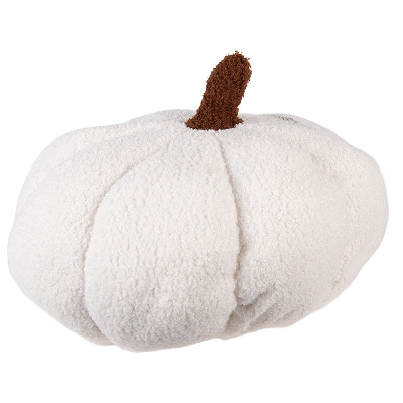 Clayre & Eef Décoration Citrouille Ø 20x14 cm Blanc Polyester