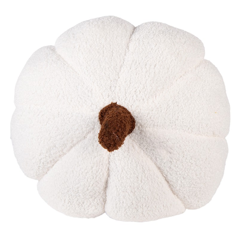 Clayre & Eef Décoration Citrouille Ø 20x14 cm Blanc Polyester