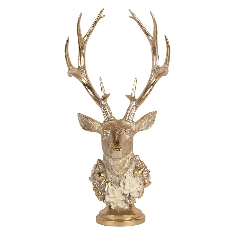 Clayre & Eef Dekorationsfigur Hirsch 24x19x52 cm Goldfarbig Kunststoff