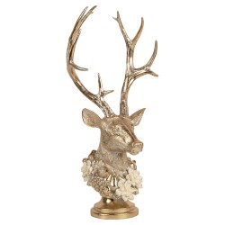 Clayre & Eef Dekorationsfigur Hirsch 24x19x52 cm Goldfarbig Kunststoff