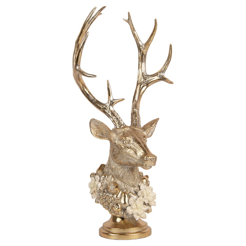 Clayre & Eef Dekorationsfigur Hirsch 24x19x52 cm Goldfarbig Kunststoff