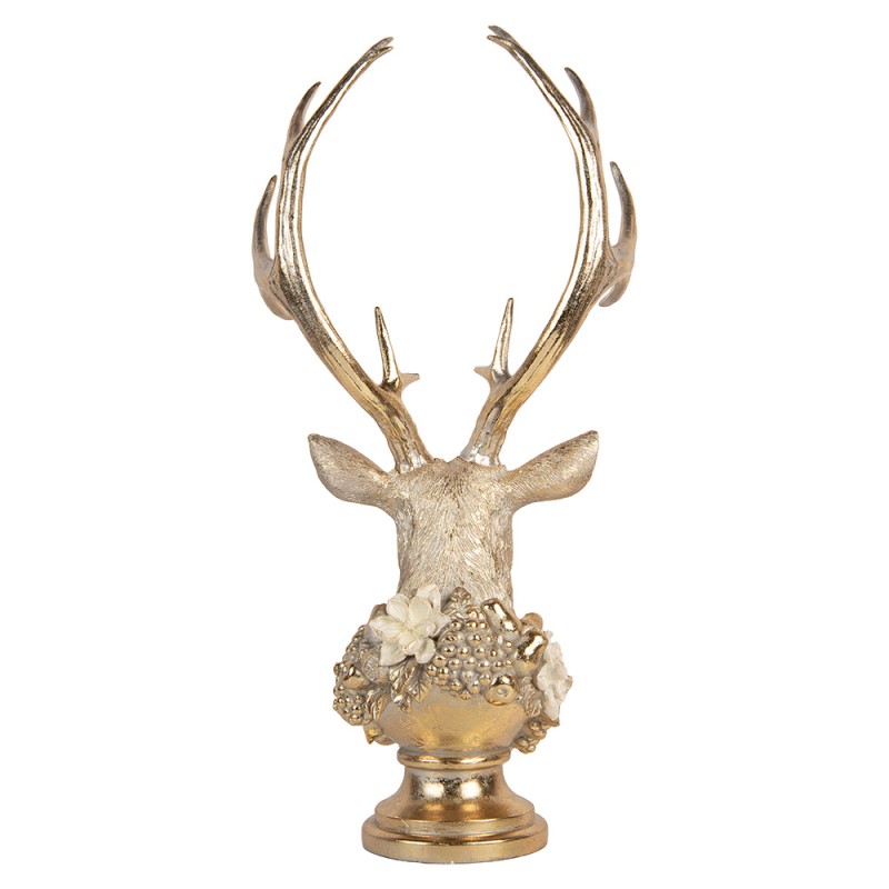 Clayre & Eef Dekorationsfigur Hirsch 24x19x52 cm Goldfarbig Kunststoff