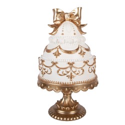 Clayre & Eef Dekorationsfigur Kuchen Ø 19x33 cm Weiß Kunststoff