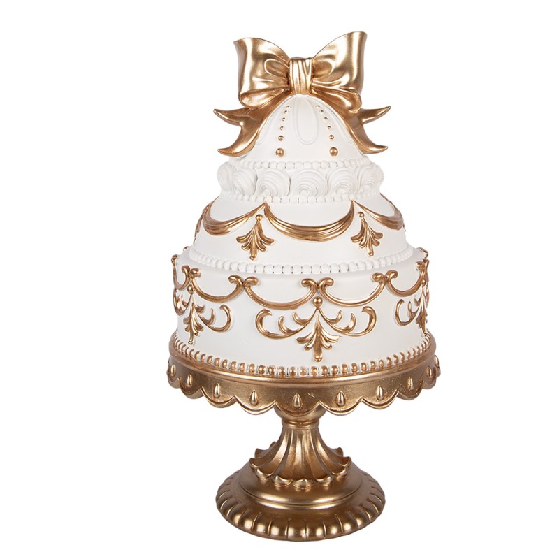 Clayre & Eef Dekorationsfigur Kuchen Ø 19x33 cm Weiß Kunststoff