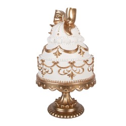 Clayre & Eef Dekorationsfigur Kuchen Ø 19x33 cm Weiß Kunststoff