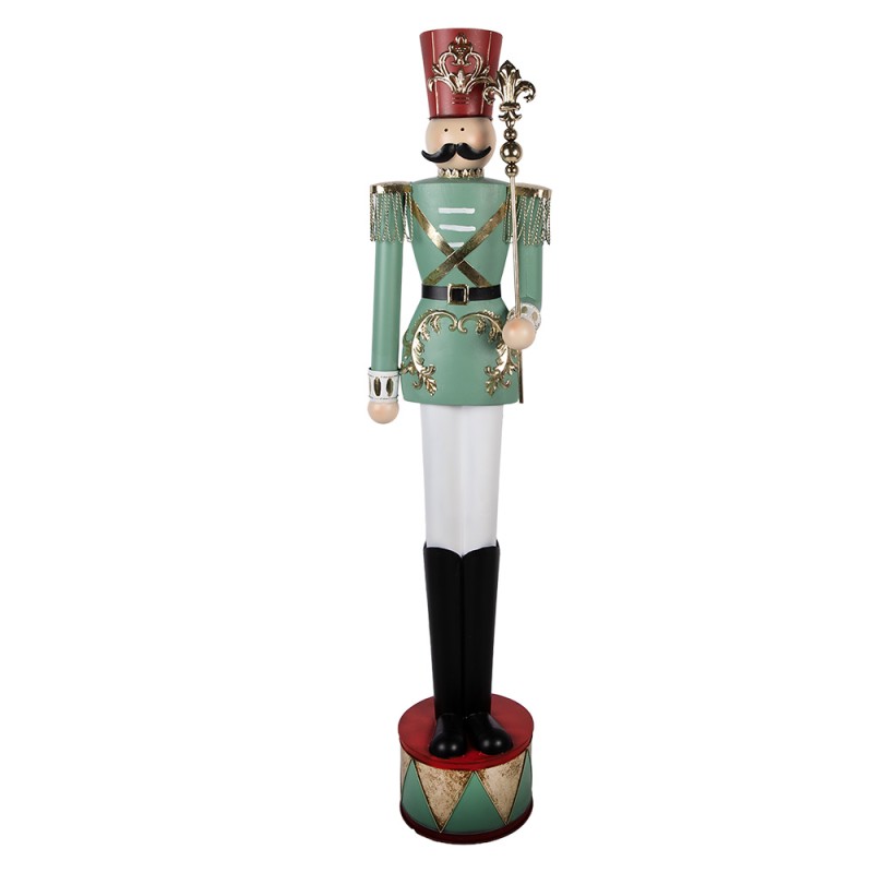 Clayre & Eef Statuetta decorativa di Natale Schiaccianoci 35x27x151 cm Verde Metallo