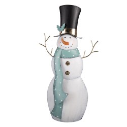 Clayre & Eef Kerstdecoratie Beeld Sneeuwpop 36x13x69 cm Wit Metaal