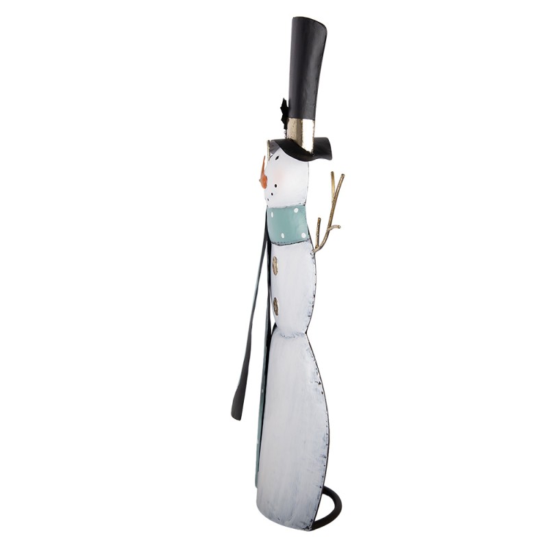 Clayre & Eef Kerstdecoratie Beeld Sneeuwpop 36x13x69 cm Wit Metaal