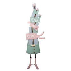 Clayre & Eef Kerstdecoratie Beeld Cadeau 28x14x90 cm Groen Metaal