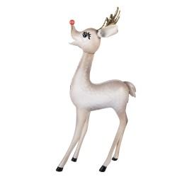 Clayre & Eef Décoration de Noël avec lumières LED Cerf 28x10x55 cm / 2xAAA Beige Métal