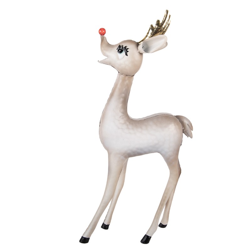 Clayre & Eef Décoration de Noël avec lumières LED Cerf 28x10x55 cm / 2xAAA Beige Métal