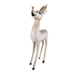 Clayre & Eef Décoration de Noël avec lumières LED Cerf 28x10x55 cm / 2xAAA Beige Métal