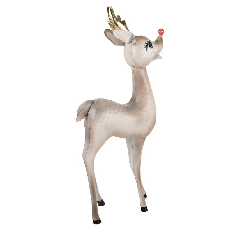 Clayre & Eef Décoration de Noël avec lumières LED Cerf 28x10x55 cm / 2xAAA Beige Métal