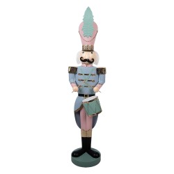 Clayre & Eef Décoration de Noël Image Casse-noisette 32x25x122 cm Bleu Métal