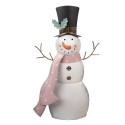 Clayre & Eef Dekorationsfigur Schneemann 29x9x51 cm Weiß Metall