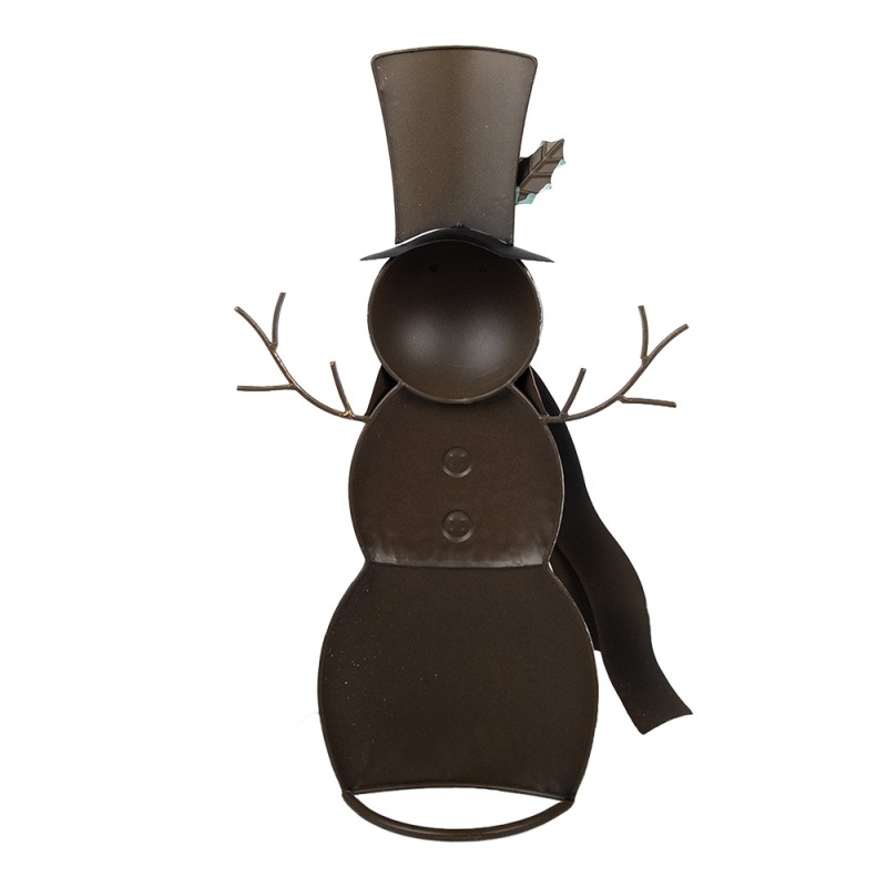 Clayre & Eef Dekorationsfigur Schneemann 29x9x51 cm Weiß Metall