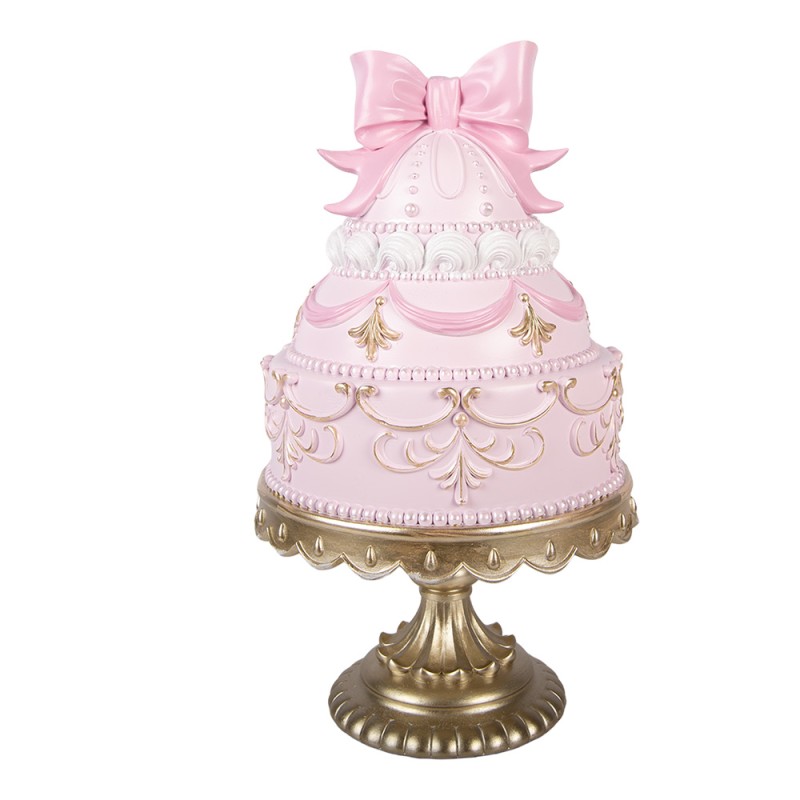 Clayre & Eef Christmas Decoration Figurine Cake Ø 19x33 cm Pink Plastic