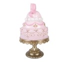 Clayre & Eef Christmas Decoration Figurine Cake Ø 19x33 cm Pink Plastic