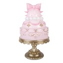Clayre & Eef Christmas Decoration Figurine Cake Ø 19x33 cm Pink Plastic