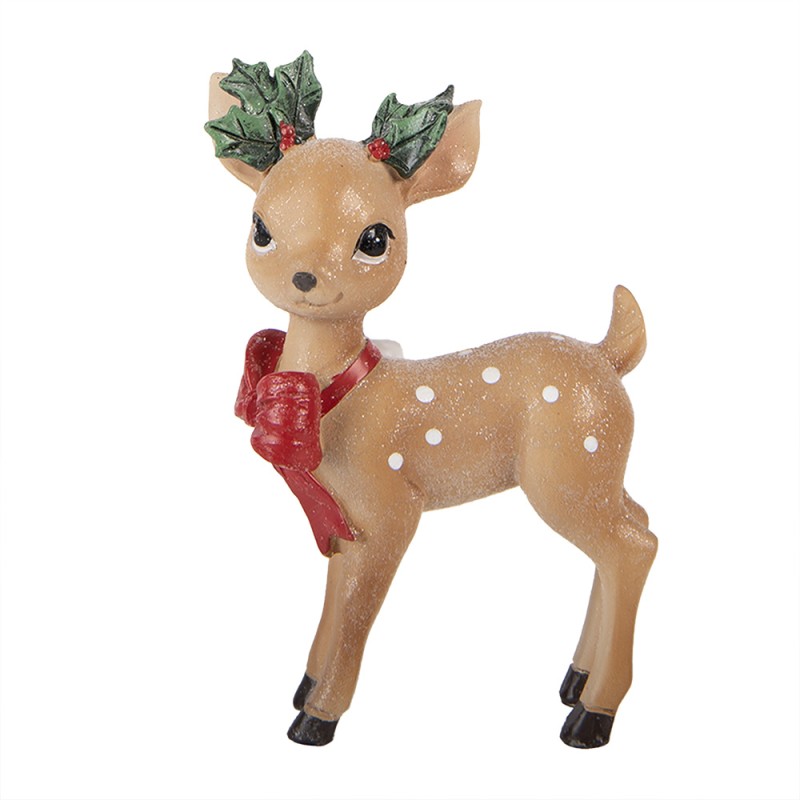 Clayre & Eef Christmas Decoration Figurine Deer 9x5x14 cm Brown Plastic