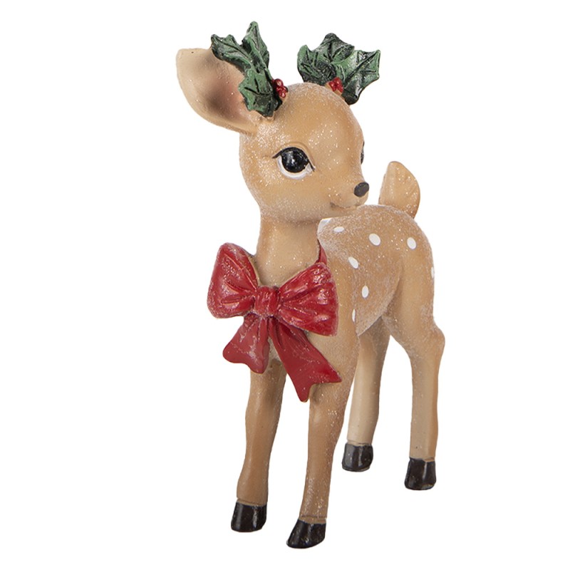 Clayre & Eef Christmas Decoration Figurine Deer 9x5x14 cm Brown Plastic