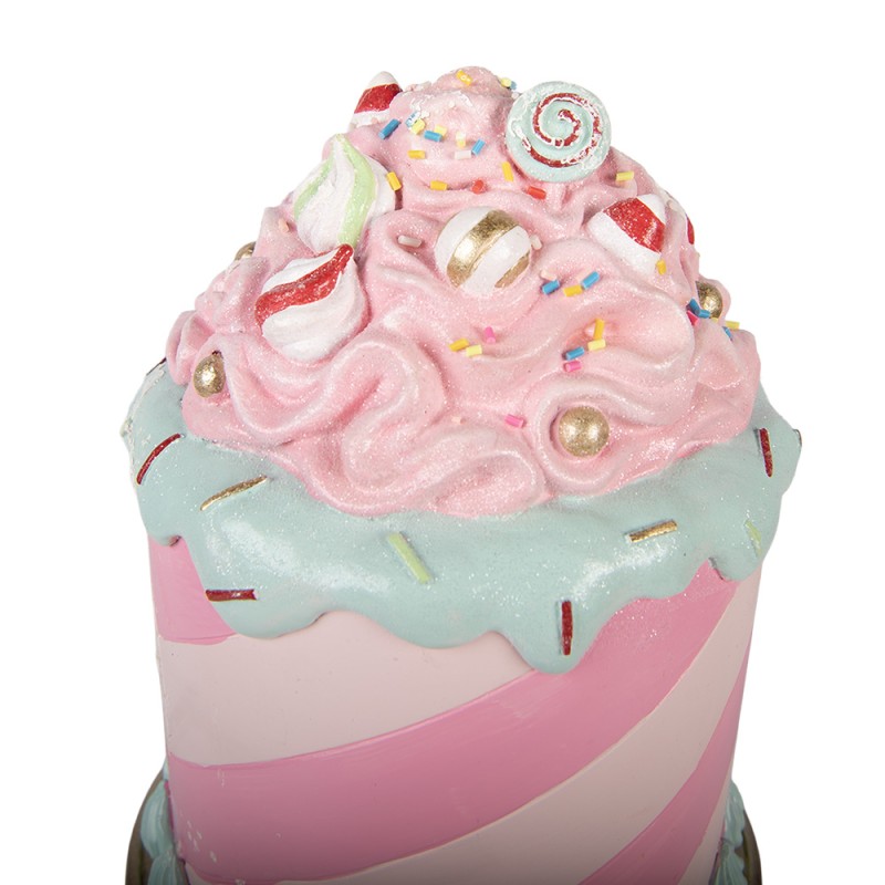 Clayre & Eef Dekorationsfigur Kuchen Ø 17x29 cm Rosa Kunststoff