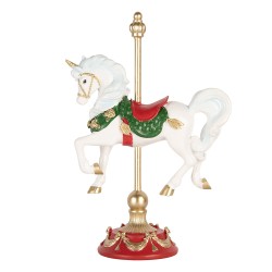 Clayre & Eef Weihnachtsdekorationsfigur Schaukelpferd 16x8x22 cm Weiß Kunststoff