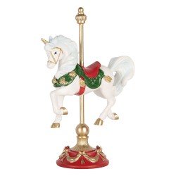 Clayre & Eef Weihnachtsdekorationsfigur Schaukelpferd 16x8x22 cm Weiß Kunststoff