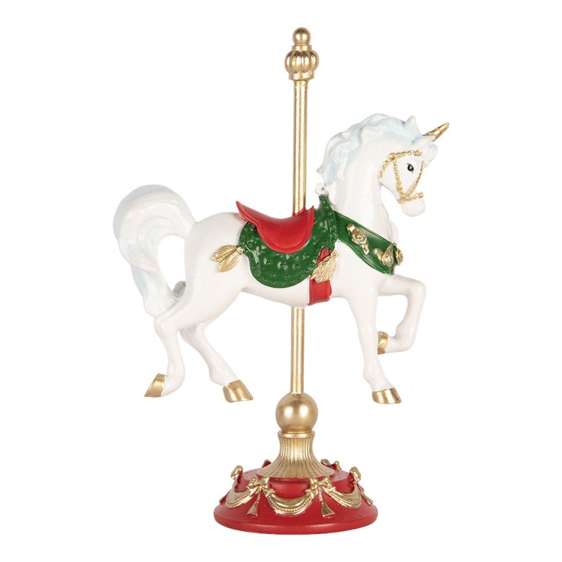 Clayre & Eef Weihnachtsdekorationsfigur Schaukelpferd 16x8x22 cm Weiß Kunststoff